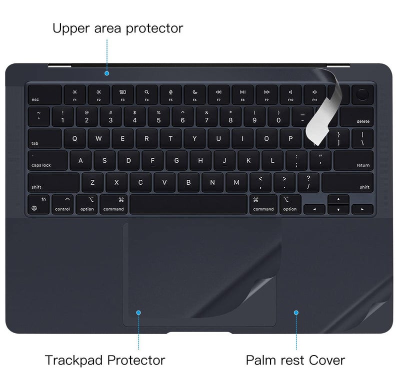 CaseBuy حامي راحة اليد الكامل CaseBuy (4 في 1) لجهاز MacBook Air M2 M3 M4 2025-2022 13.6" A2681 A3113 A3240 غلاف واقي ضد الخدوش للوحة المفاتيح لجهاز MacBook Air M2 M3 M4 13.6" - منتصف الليل - Image 3