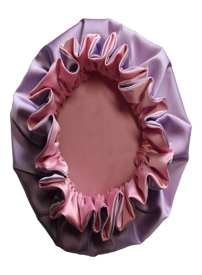 AKISS Reversible Satin Silk Sleep Hair Bonnet for Newborn Baby Girl Boy (Taffy/Lavender, 1~3 M) - Image 1