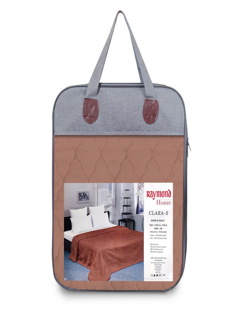Raymond Raymond Home Microfiber Quilt All Season AC Soft Lightweight Blanket Single Bed Peach Finish  100 GSM - Color  Brown (229 x 152 CM) - Image 2