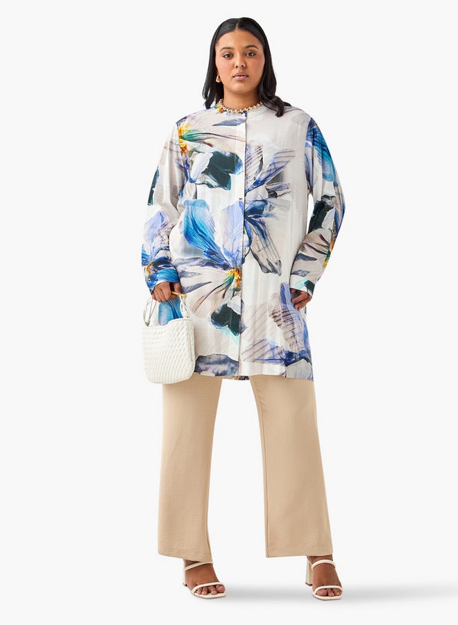 Ulla Popken Plus Size Ulla Popken Wide Leg Trousers with Tie-Up Waist - Image 2