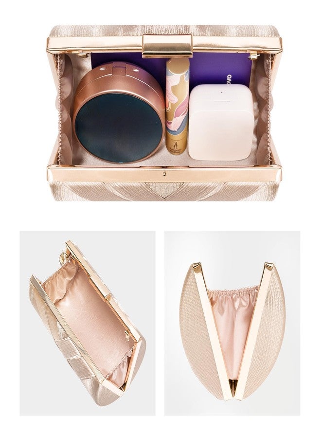 Larcenciel Women's Evening Handbags, Elegant Tassel Satin Clutch Purses for Women, Champagne Ladies Chain Shoulder Crossbody Handbags for Bridal Wedding Guest Cocktail Dressy Prom Party,6.1x3.9x2.1in - Image 4