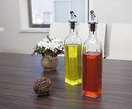 NOBILEA Glass Oil Dispenser Vinegar Dispenser BPA Free Salad Dressing Cruet Glass Bottle Olive Oil Bottles Dispenser Pack of 2 - Image 3