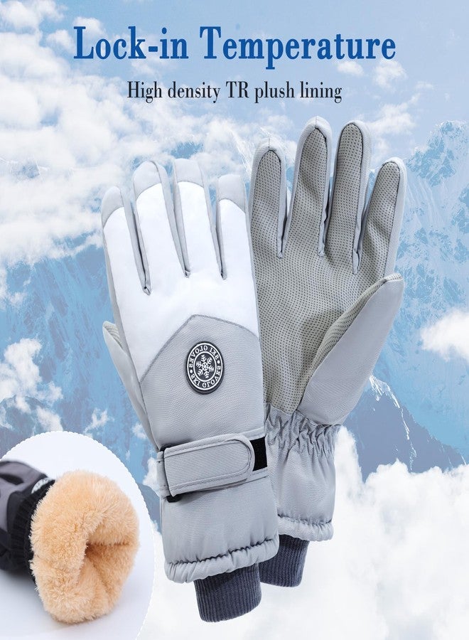 mzfoo 2 Pairs Winter Winter Ski Snow Gloves for Women Men Waterproof Windproof Gloves, Black Grey White - L - Image 5