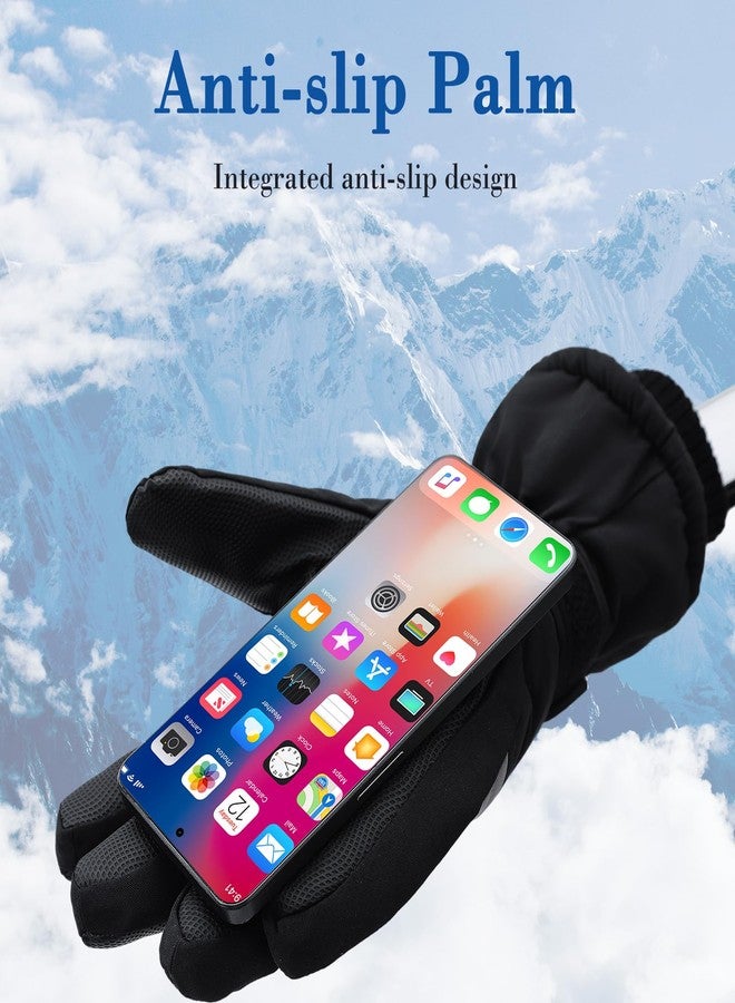 mzfoo 2 Pairs Winter Winter Ski Snow Gloves for Women Men Waterproof Windproof Gloves, Black Grey White - L - Image 2