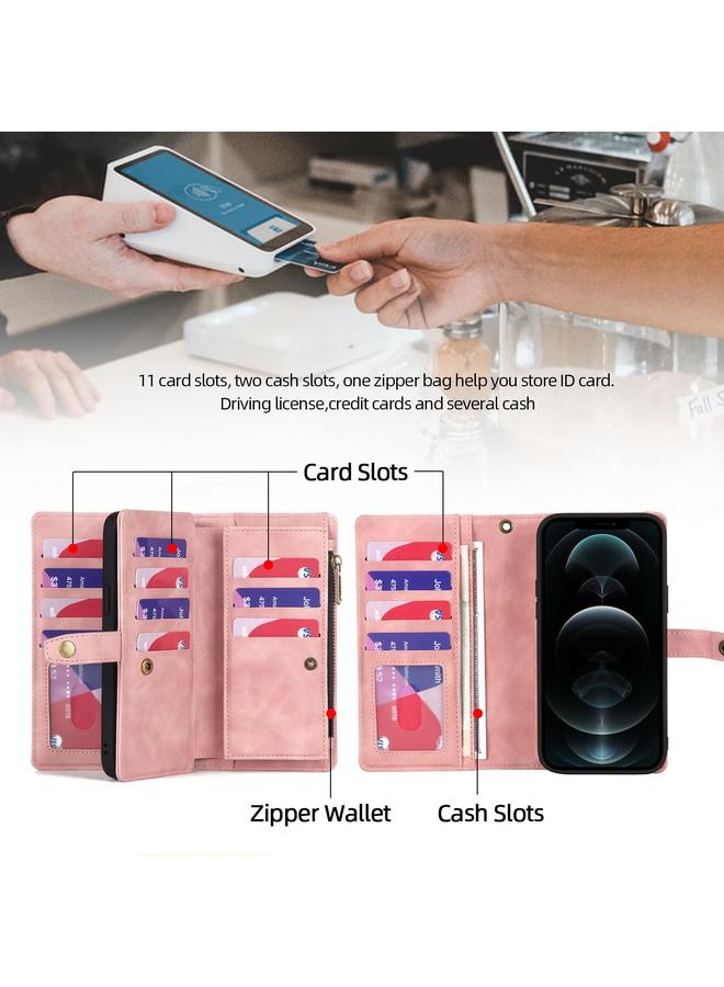 Zaboon Case For iPhone 12 Pro Max Zipper Wallet Magnetic Detachable Leather Phone Case - Image 5