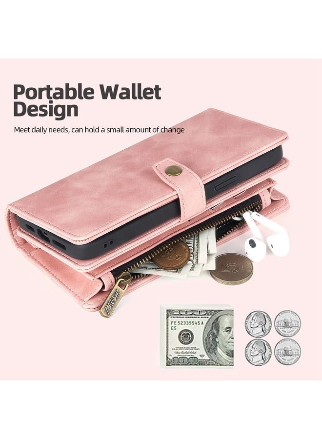 Zaboon Case For iPhone 12 Pro Max Zipper Wallet Magnetic Detachable Leather Phone Case - Image 3