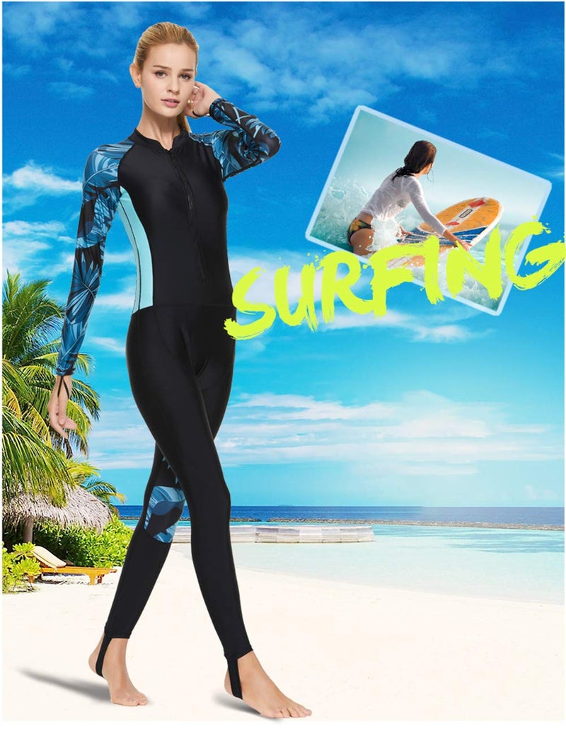 Skyone Full Body Scuba Rash Guard Dive Skin UV Swimwear Sport Skins for Men Women, Long Sleeve One Piece Front Zipper Diving Wetsuit for Surfing Swimming Snorkeling Canoeing (Womenâ€™s Blue, XL) - Image 4