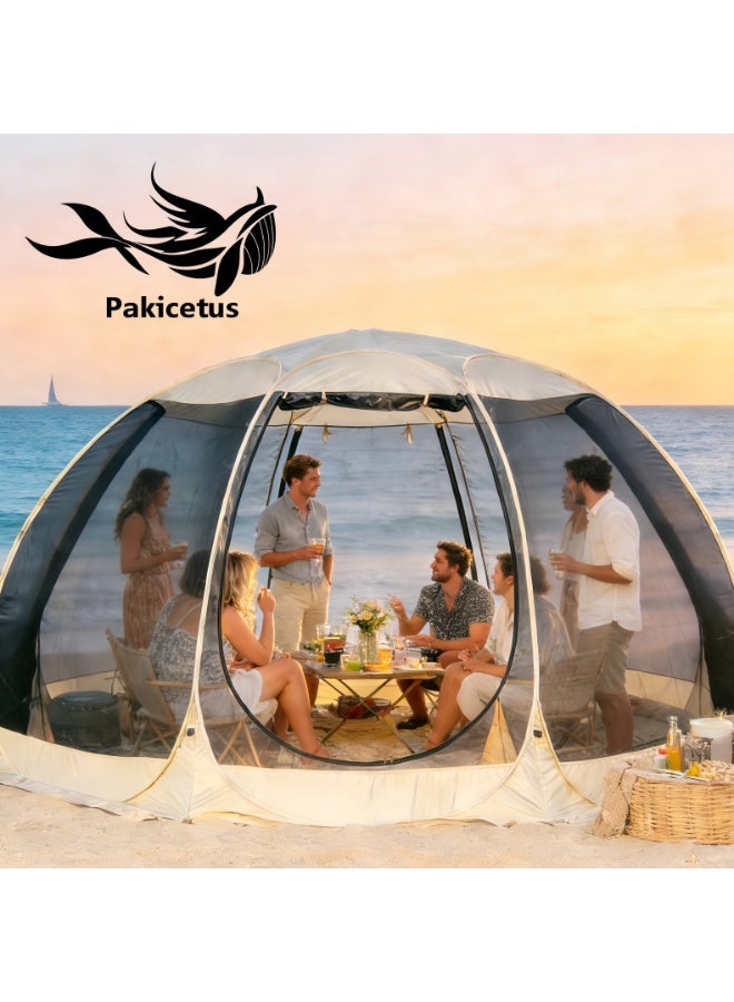 باكي الحوت خيمة Купول منبثقة آليًا PAKICETUS لـ6-8 أشخاص مع شبكة طفرة، خيمة شاشة مظلة بيئية متينة، حماية خارجية من الحشرات للحديقة والفناء الخلفي والببيكيو - Image 1