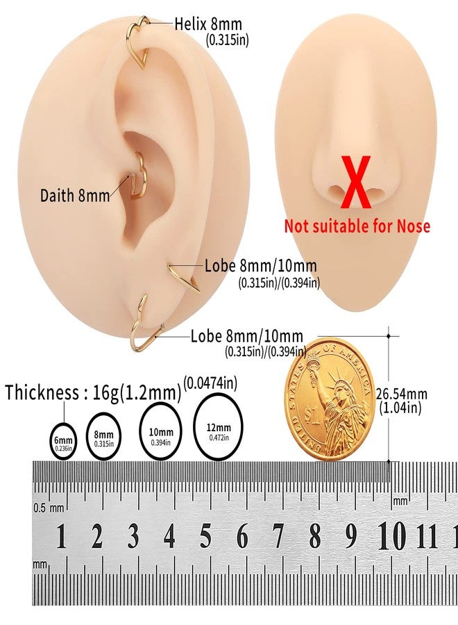 فوجو مجوهرات ثقب الأذن من التيتانيوم VOJO 16G G23، حلق غضروفي على شكل قلب للنساء (6 مم، قلب ذهبي) - Image 5