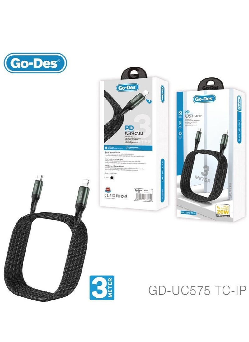 GO-DES Type-C to Lightning PD Cable 3m 20W GD-UC575  - Image 2
