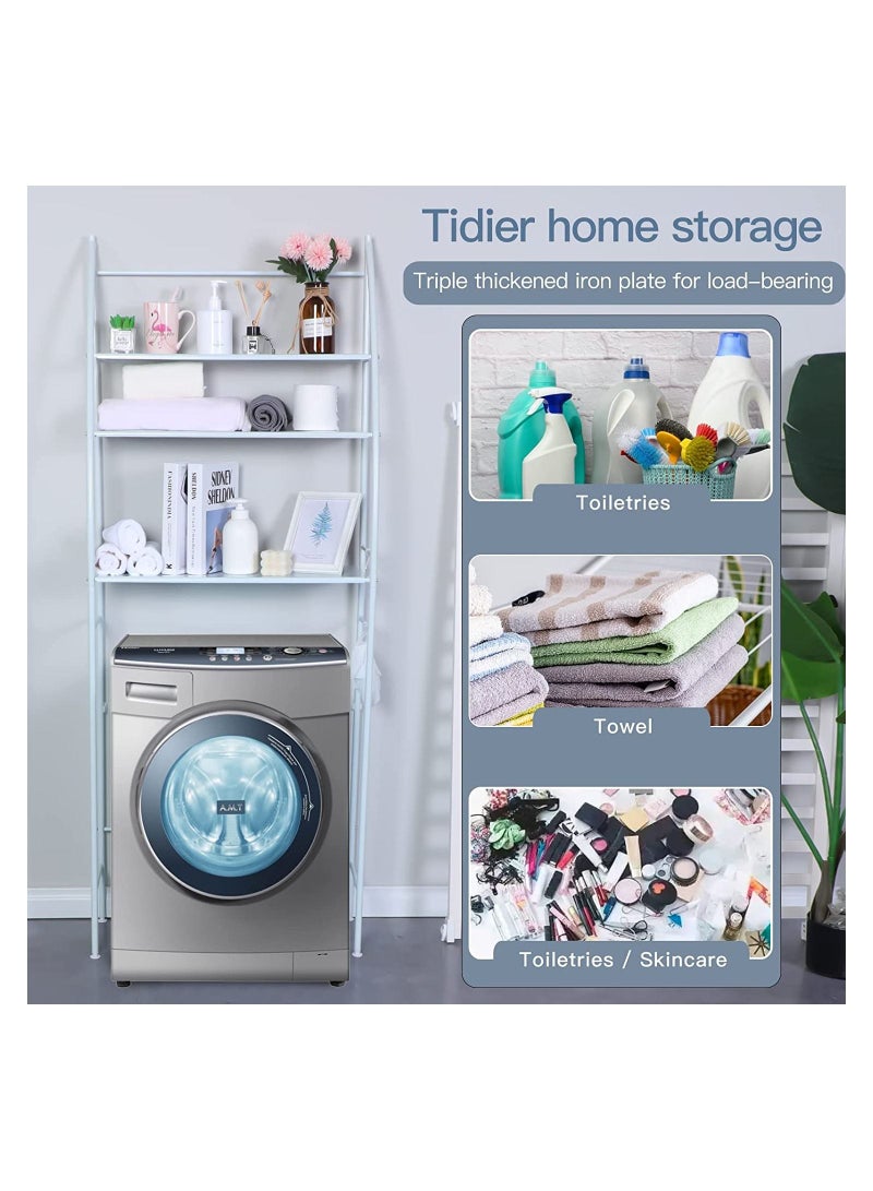 XiuWoo 3 Tier Bathroom Laundry Washing Machine Shelf Rack White 64x25x167cm - Image 4