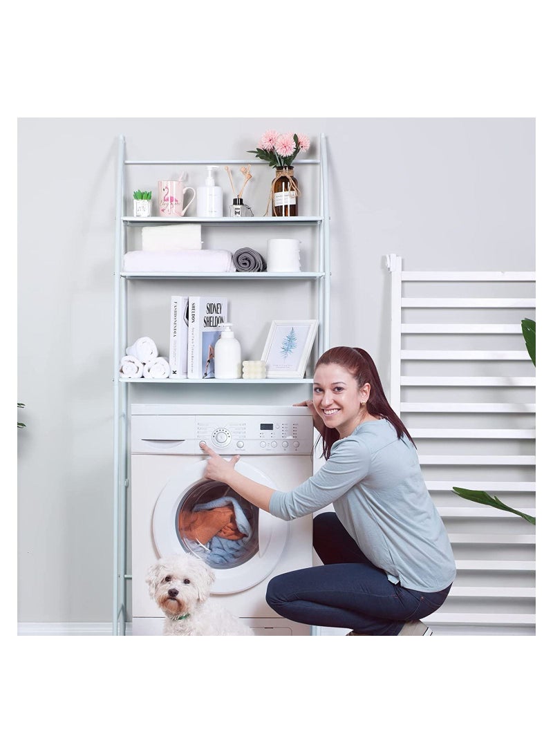 XiuWoo 3 Tier Bathroom Laundry Washing Machine Shelf Rack White 64x25x167cm - Image 2