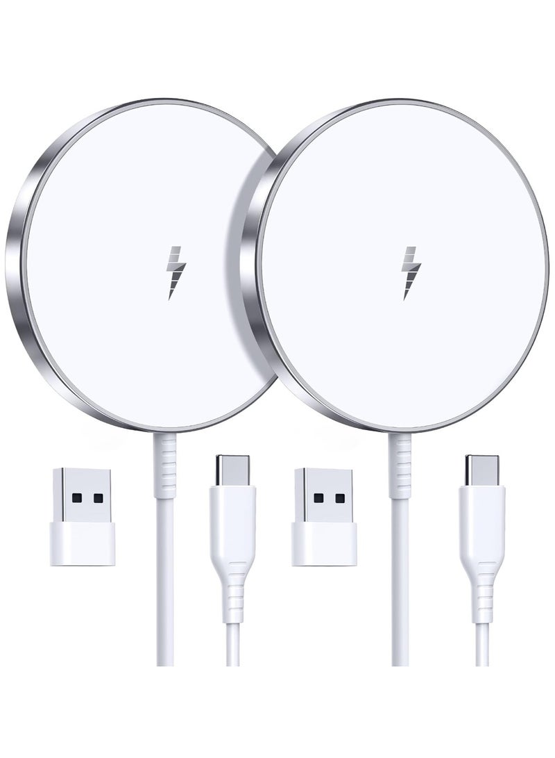 General Magnetic Wireless Charger iPhone 15W Fast Apple Mag Safe Charger for iPhone 15/14/13/12 Series 2 Pack 5ft Cable Wireless Charging Pad for AirPods 3/2/Pro 2/Pro Mag-Safe Original Replacement  - Image 1