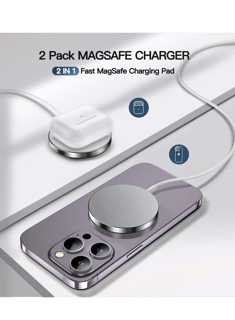 General Magnetic Wireless Charger iPhone 15W Fast Apple Mag Safe Charger for iPhone 15/14/13/12 Series 2 Pack 5ft Cable Wireless Charging Pad for AirPods 3/2/Pro 2/Pro Mag-Safe Original Replacement  - Image 4