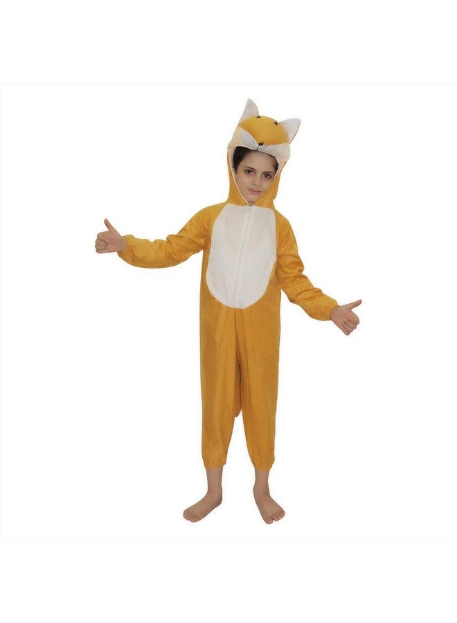 Kaku Fancy Dresses Fleece Fox Wild Animal Costume For Kids - Brown, 3-4 Years | Animal Fancy Dress For Boys & Girls - Image 1