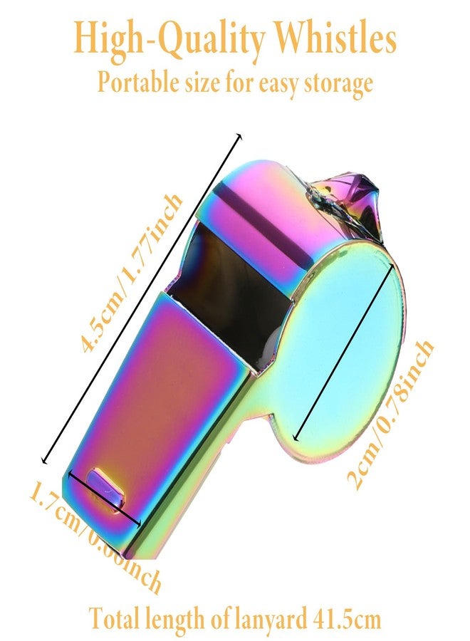 Molain 2 Pcs Stainless Steel Sports Whistle with Lanyard, Metal Coach Teacher Whistle, Colorful Backpack Whistle, Emergency Sports Whistle Suitable for, Coach, Referee, Emergency(Colorful) - Image 2