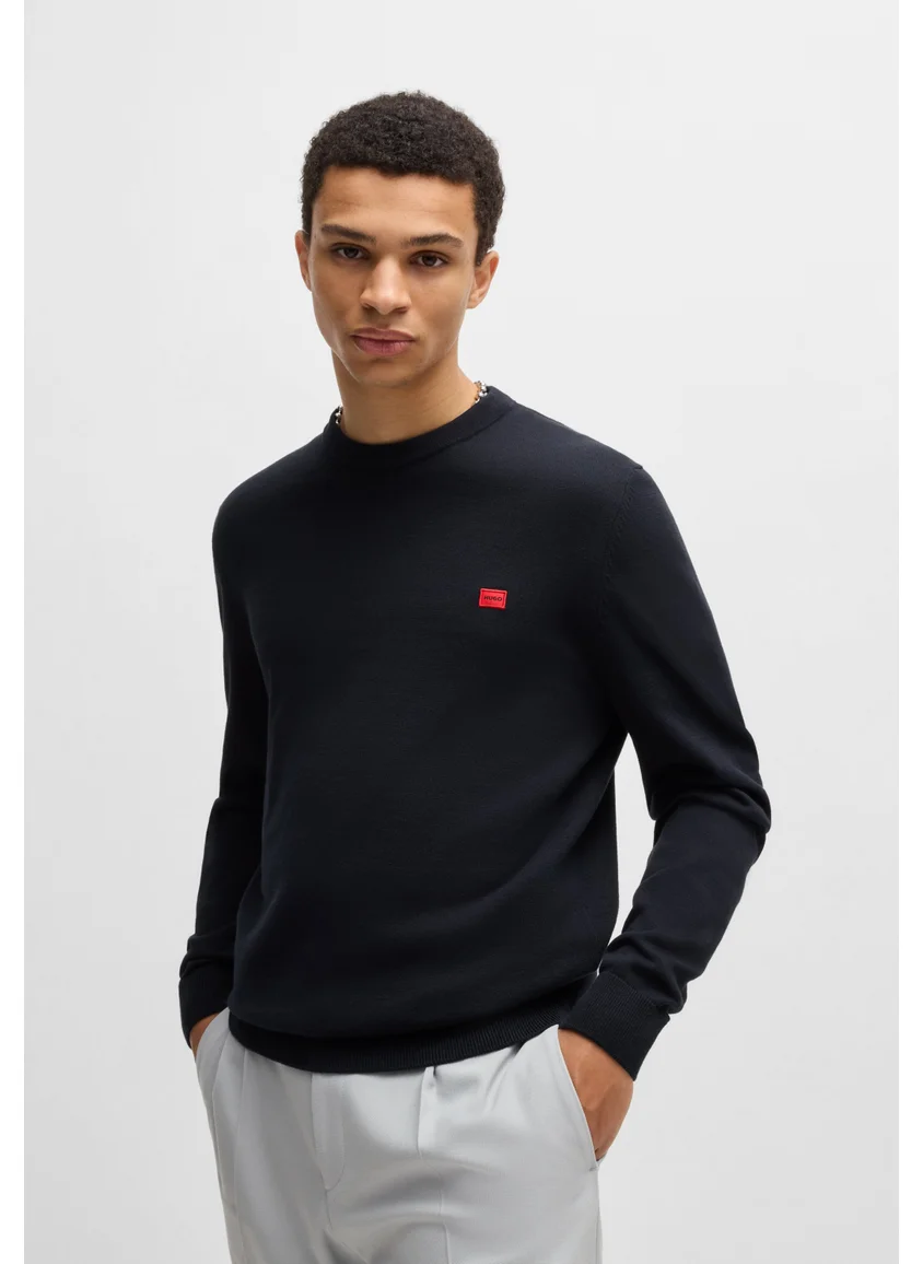HUGO Cotton sweater with red logo label
