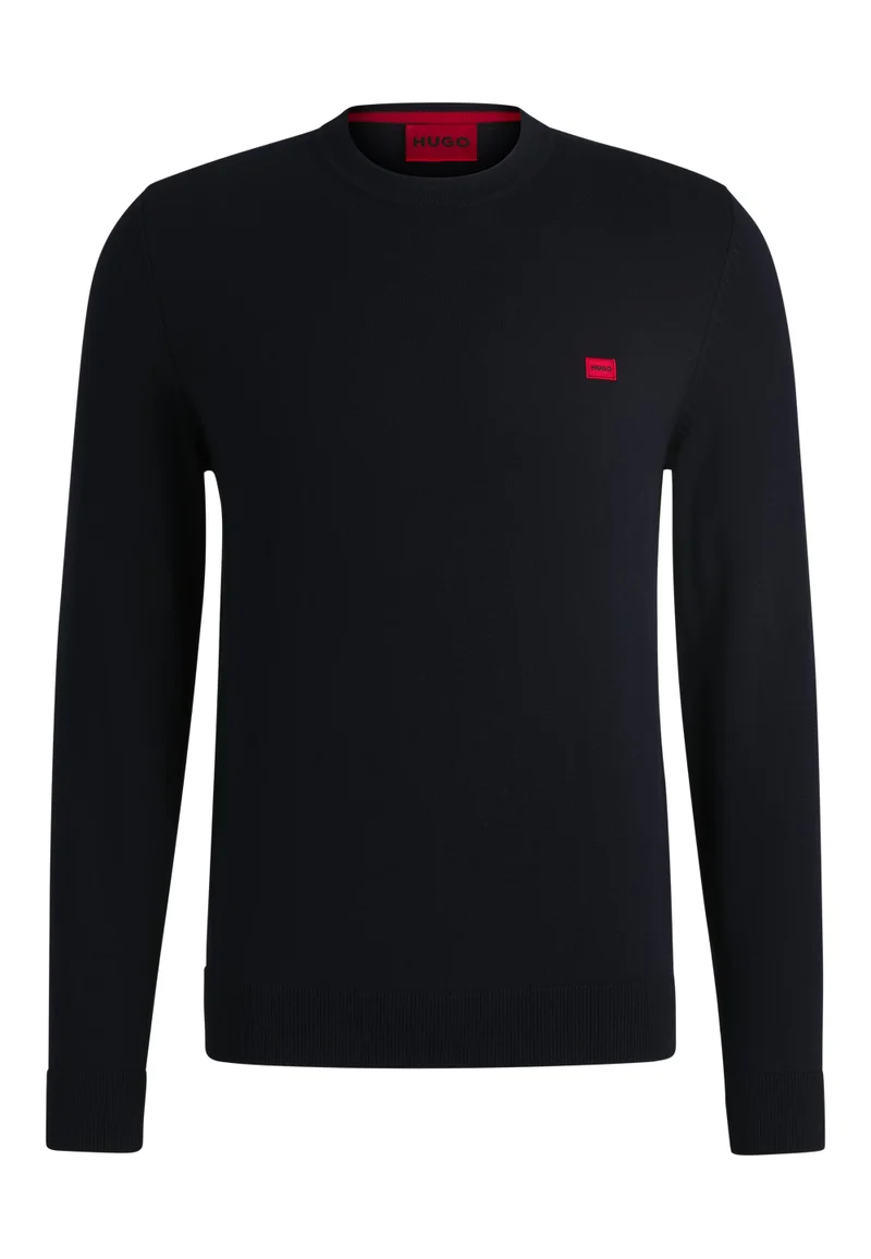 HUGO Cotton sweater with red logo label