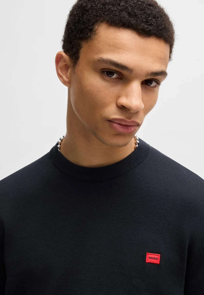 HUGO Cotton sweater with red logo label