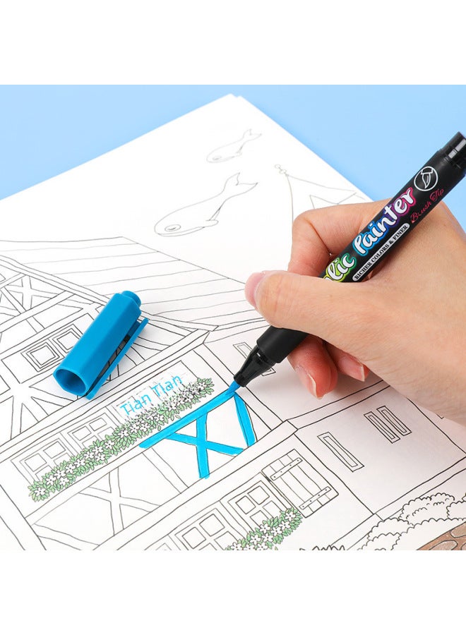 GuangNa Acrylic Marker Glass Graffiti Paint Pen Color Brush Xiuli Pen Soft Head Brush Head 60 Color 7100 - Image 4