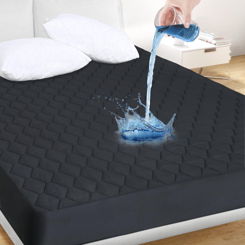 Safe and Sound Cal King Quilted Fitted Waterproof Mattress Pad Breathable Premium Soft Filling Mattress Protector 821 Inches Deep Pocket Noiseless Mattress Cover Grey