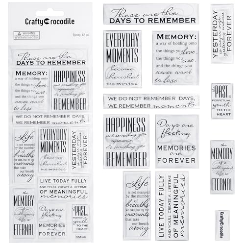 CraftyCrocodile Memories Love Quotes Epoxy Stickers - Clear & Black Memorial Family Themed in Loving Memory Stickers for Anniversary Wedding Scrapbook - Image 1