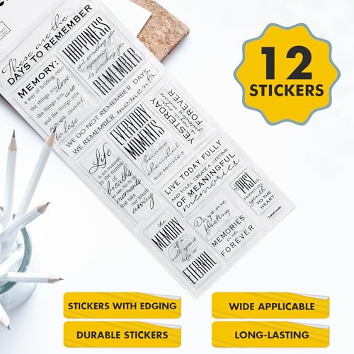 CraftyCrocodile Memories Love Quotes Epoxy Stickers - Clear & Black Memorial Family Themed in Loving Memory Stickers for Anniversary Wedding Scrapbook - Image 2