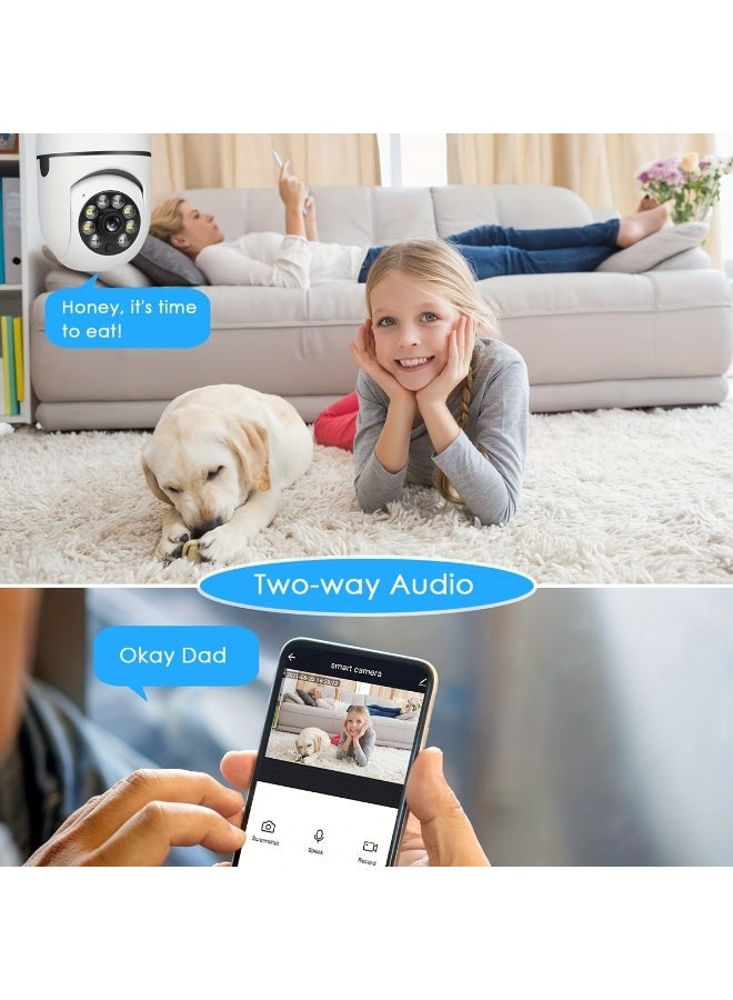 كاميرا أمنية ليد بولب لاسلكية للخارج والداخل بتردد 2.4 جيجا هرتز مع واي فاي للاستخدام المنزلي كاميرا PTZ 360° للأمن مع كشف الحركة والإنذار وصوت ثنائي الاتجاه بناءً على إضاءة E27 قاعدة المصباح - Image 4