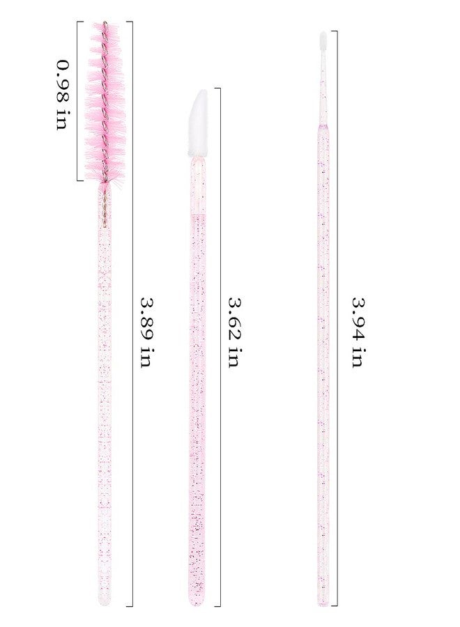 MyAoKuE-UP 200Pcs Eyelash Extension Supplies Kit,Disposable Lash Spoolies Brushes Micro Swab Brushes Mascara Wand Lip Brushes for Eyelash Extension Tattoo Lipstick Applicator (Crystal Pink) - Image 2