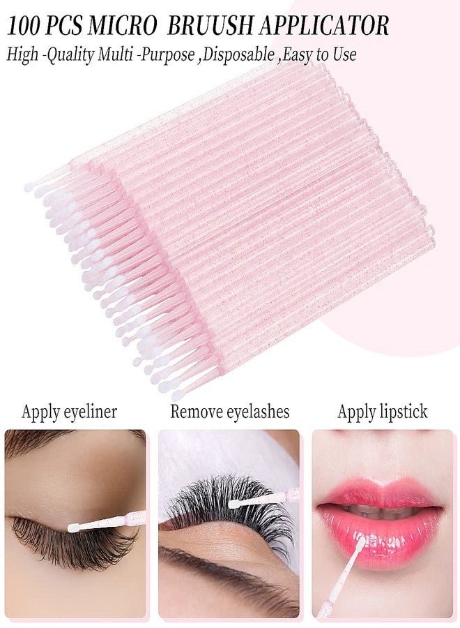 MyAoKuE-UP 200Pcs Eyelash Extension Supplies Kit,Disposable Lash Spoolies Brushes Micro Swab Brushes Mascara Wand Lip Brushes for Eyelash Extension Tattoo Lipstick Applicator (Crystal Pink) - Image 4