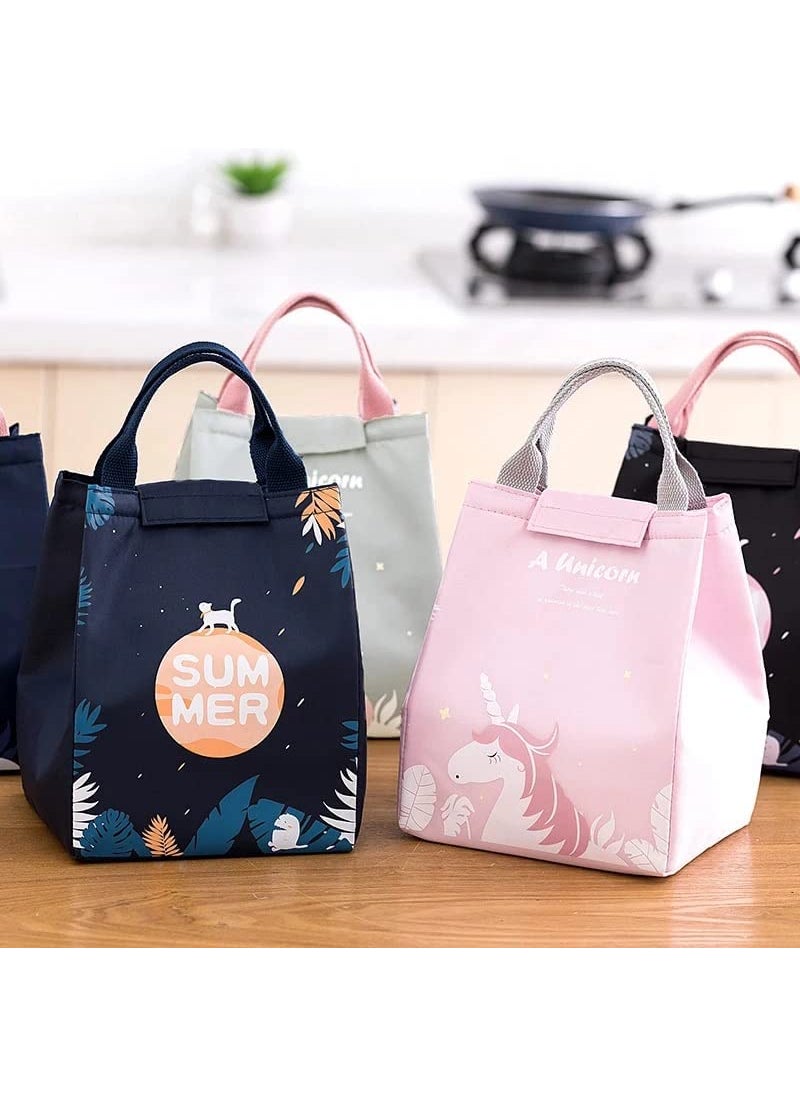 Flywind Flywind Insulated Lunch Bag Insulated Canvas Fabric Aluminum Foil Lunch Tote Handbag for WomenMenSchool Office Pink  - Image 3