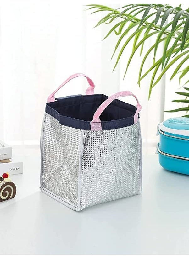 Flywind Flywind Insulated Lunch Bag Insulated Canvas Fabric Aluminum Foil Lunch Tote Handbag for WomenMenSchool Office Pink  - Image 5
