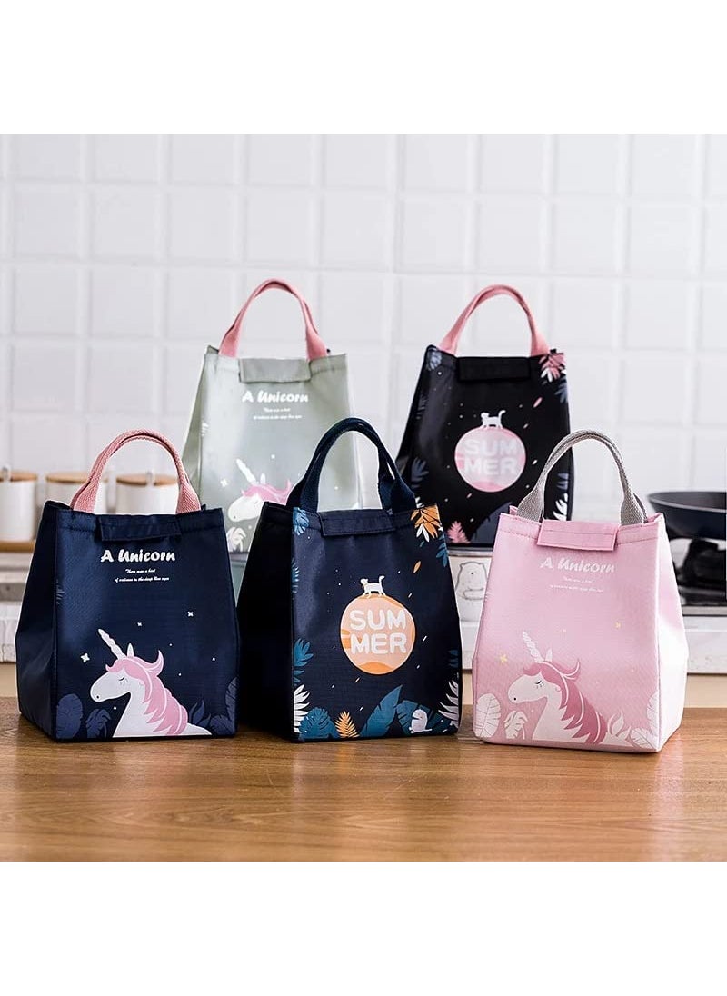 Flywind Flywind Insulated Lunch Bag Insulated Canvas Fabric Aluminum Foil Lunch Tote Handbag for WomenMenSchool Office Pink  - Image 4