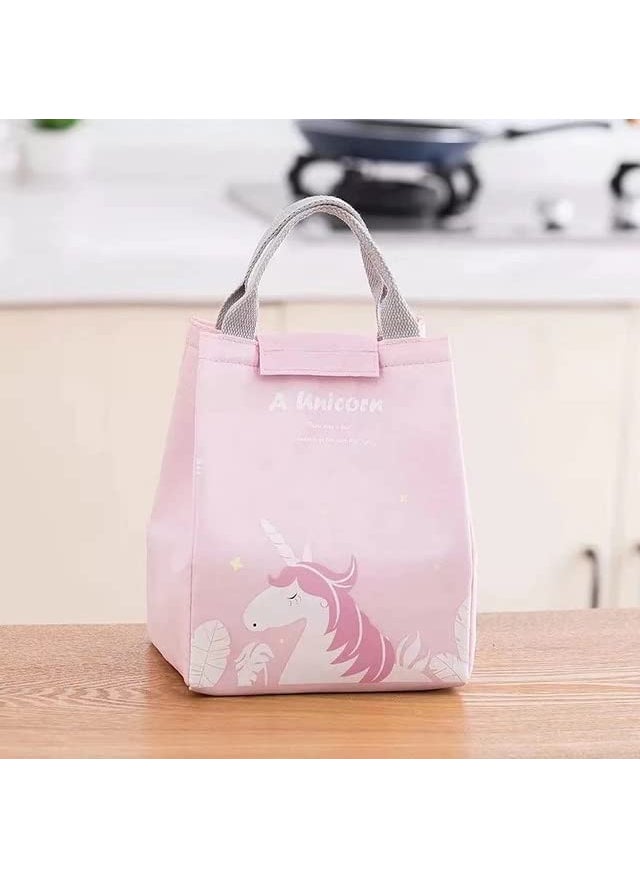 Flywind Flywind Insulated Lunch Bag Insulated Canvas Fabric Aluminum Foil Lunch Tote Handbag for WomenMenSchool Office Pink  - Image 2
