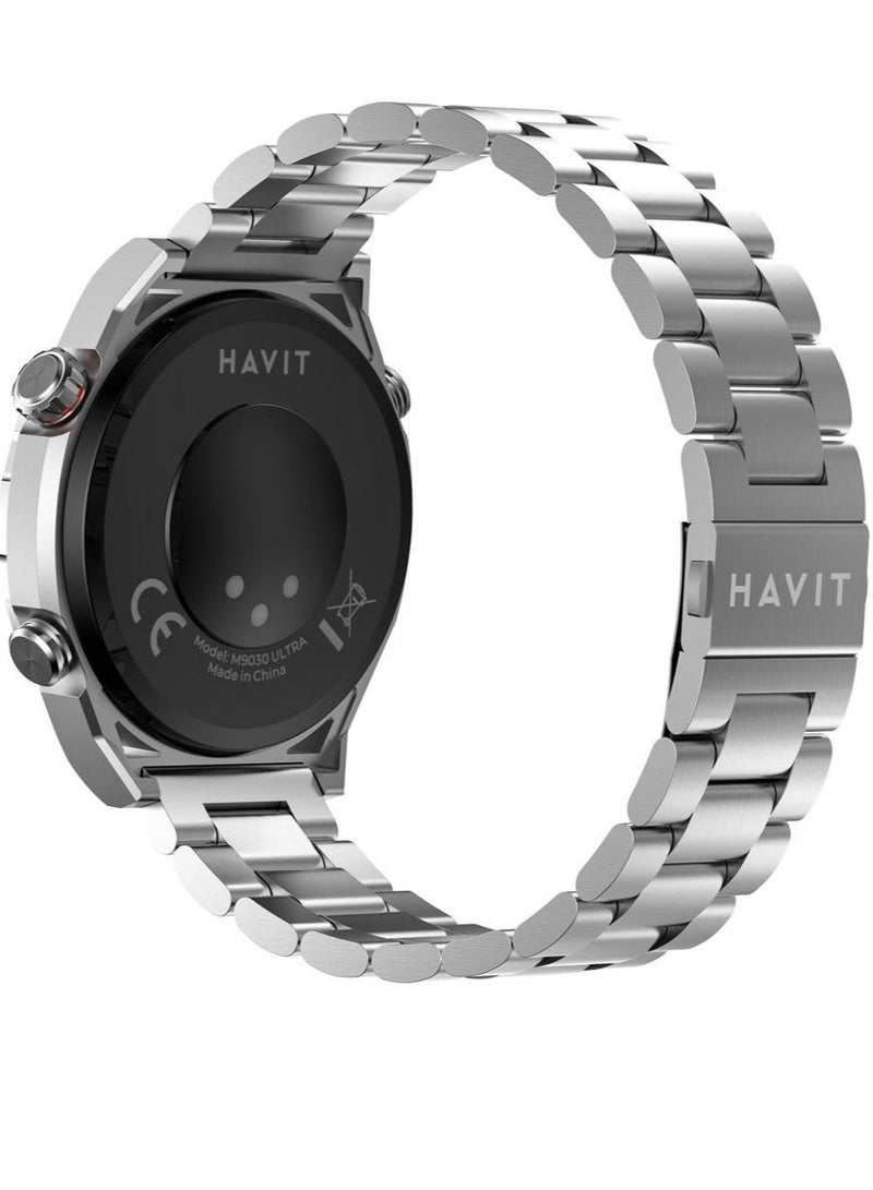 havit Smart Watch for Men - 1.43" AMOLED Full Touch Screen, Bluetooth Calling, IP68 Waterproof, Zinc Alloy Band, Heart Rate Monitoring, Sleep Tracking & Blood Oxygen Level, 120+ Sports Modes, Fitness Tracker, Wireless Charging, Smart Notifications - for Android & iOS (Silver) - Image 5