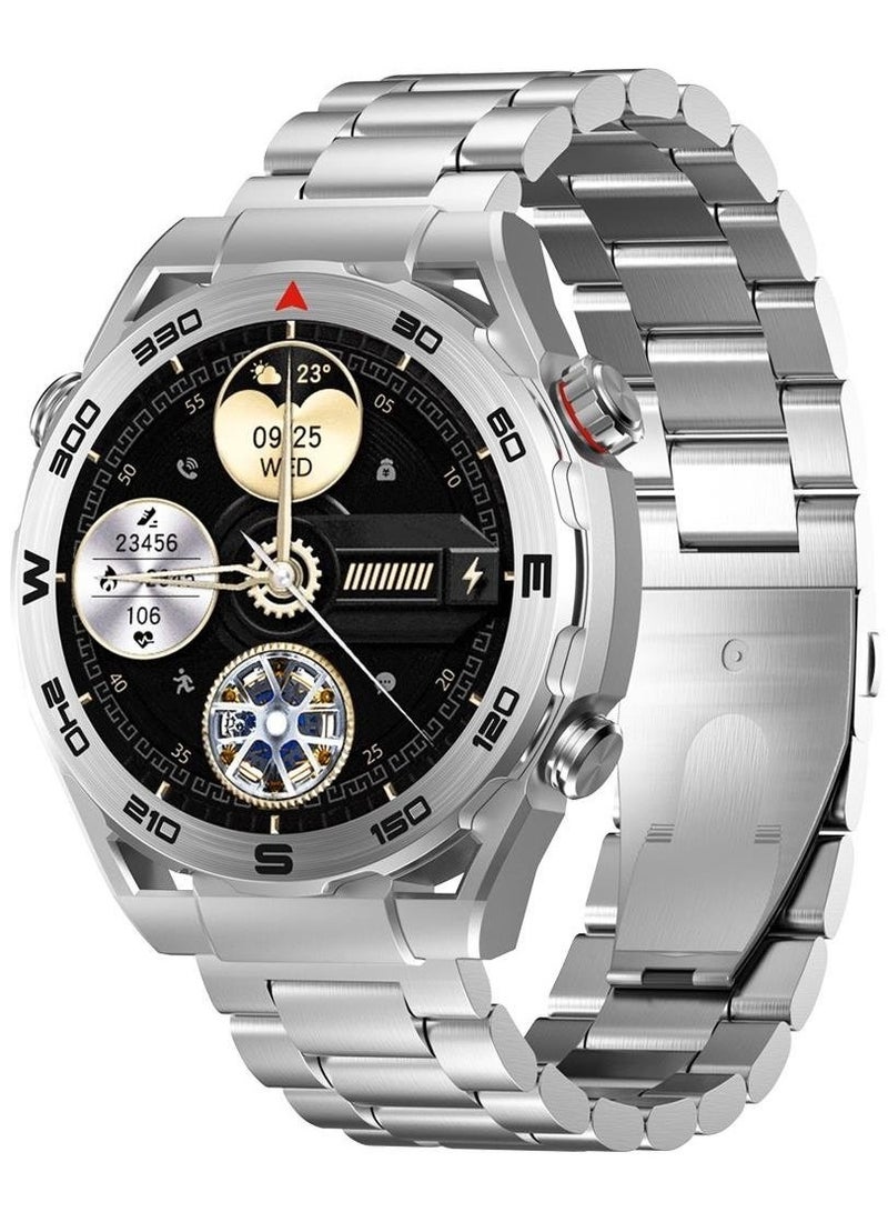 havit Smart Watch for Men - 1.43" AMOLED Full Touch Screen, Bluetooth Calling, IP68 Waterproof, Zinc Alloy Band, Heart Rate Monitoring, Sleep Tracking & Blood Oxygen Level, 120+ Sports Modes, Fitness Tracker, Wireless Charging, Smart Notifications - for Android & iOS (Silver) - Image 1