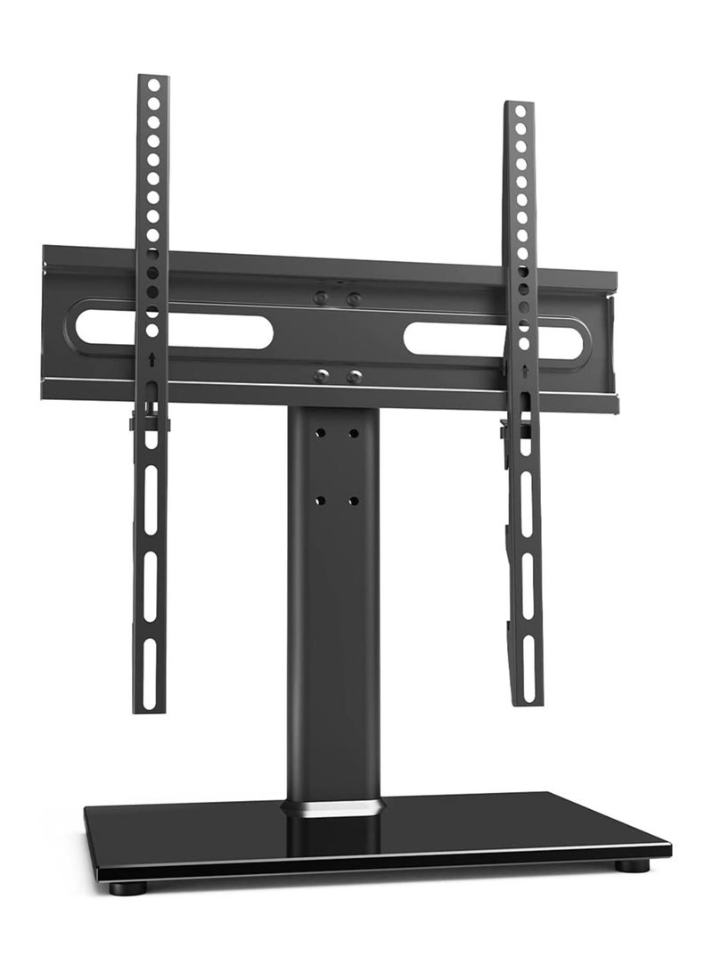 ELTRAZONE Universal TV Stand/Base Table Top TV Stand with Wall Mount for 27 to 55 inch 9 Level Height Adjustable, Heavy Duty Tempered Glass Base - Image 1