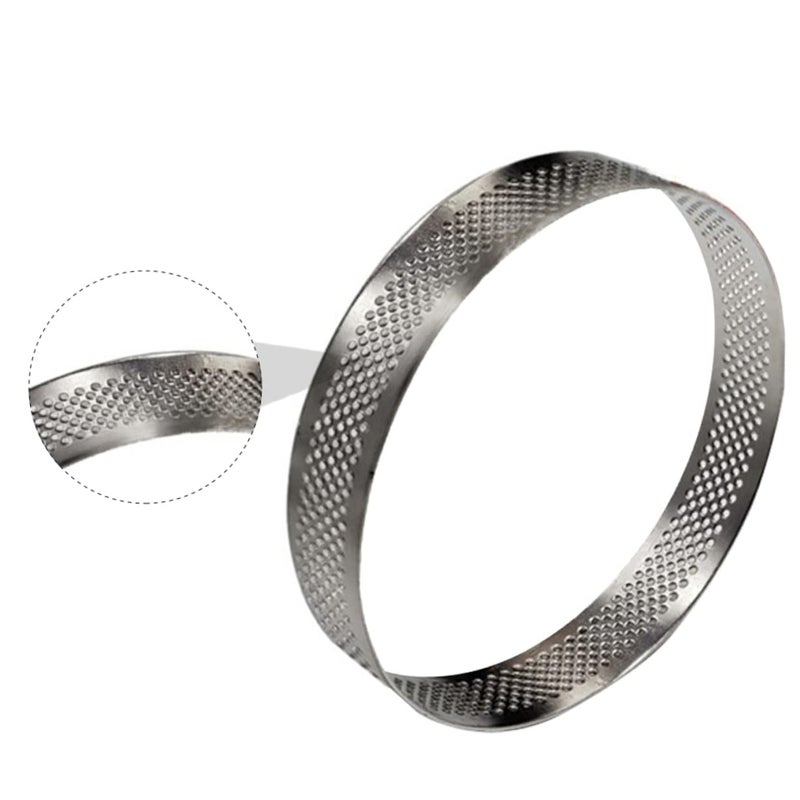 Stainless Steel Perforated Baking Rings 15X15CMx3pcs Silver For Tarts Quiches Cakes - Image 3