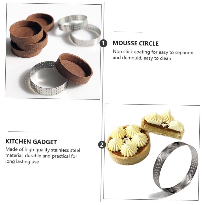 Stainless Steel Perforated Baking Rings 15X15CMx3pcs Silver For Tarts Quiches Cakes - Image 5