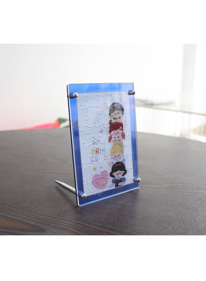 Color Acrylic Jigsaw Puzzle Photo DIY Star Peripheral Portrait Table Valentine's Day Gift To Figure-Color:30*30cm Blue Bottom - Image 1