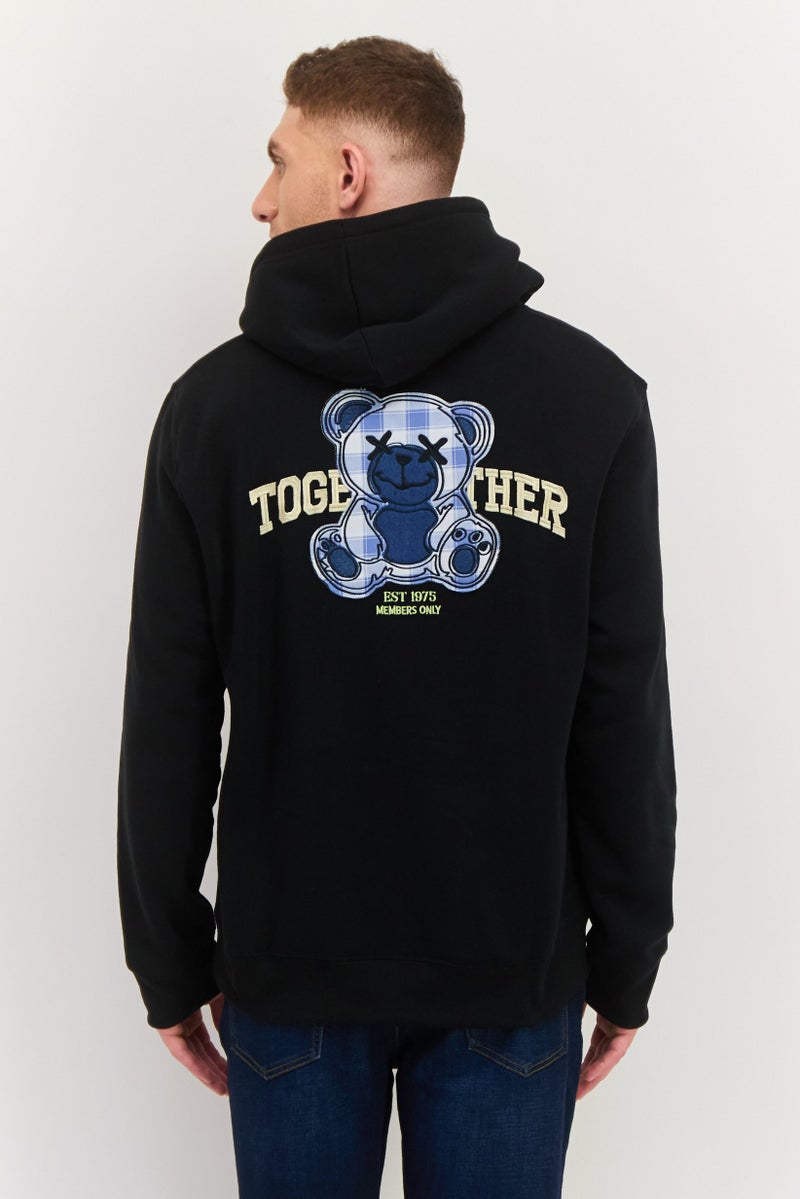 MEMBERS ONLY Men Hooded Embroidered Long Sleeve Hoodies, Black - Image 3