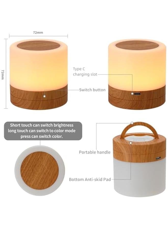Nursery Night Light for Kids, USB Rechargeable Small Desk Lamp,13 RGB Colors & 4 Brightness & 1 Remote, Touch Bedside Cordless Table Lamp, Portable Night Lamp for Bedroom Living Room Home (Brown)  - Image 3