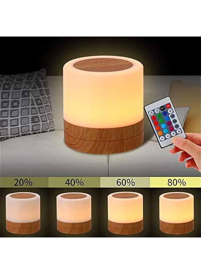 Nursery Night Light for Kids, USB Rechargeable Small Desk Lamp,13 RGB Colors & 4 Brightness & 1 Remote, Touch Bedside Cordless Table Lamp, Portable Night Lamp for Bedroom Living Room Home (Brown)  - Image 5