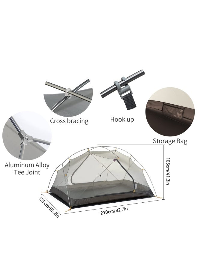 Naturehike Mongar Ultralight 2-Man Tent | Lightweight Camping Tent | Rectangular Design | 210 X 60+135+60 X 100 Cm | Ultralight, Waterproof, Breathable | Green/White  - Image 3