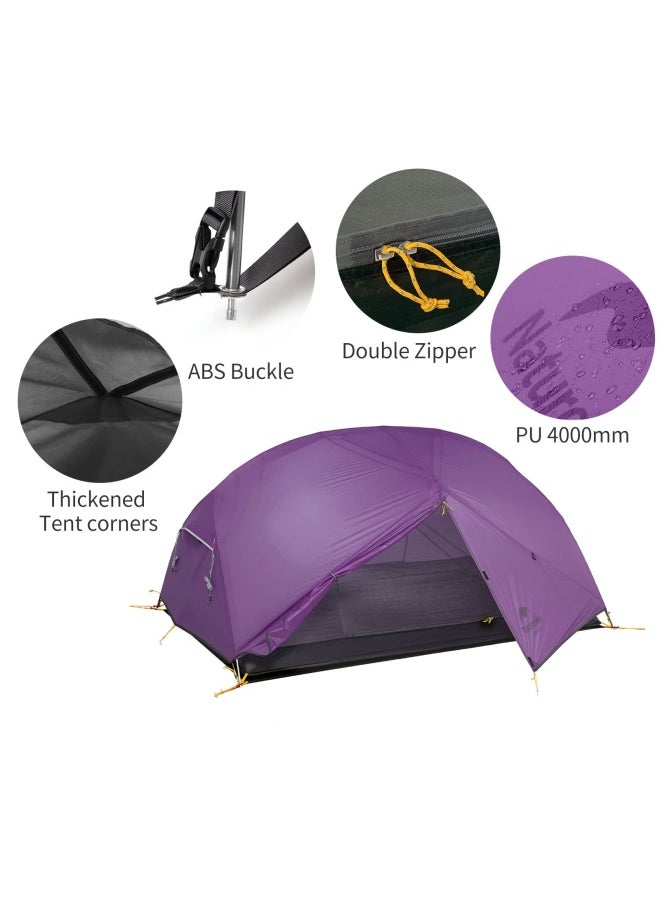 Naturehike Mongar Ultralight 2-Man Tent | Lightweight Camping Tent | Rectangular Design | 210 X 60+135+60 X 100 Cm | Ultralight, Waterproof, Breathable | Green/White  - Image 2