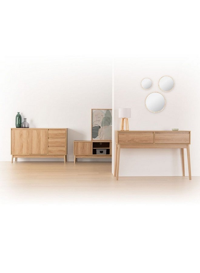 Five Simply Smart Abana Natural Oak Effect 2-Drawer Console Table Brown 76 x 37 x 114 cm 193548 - Image 5