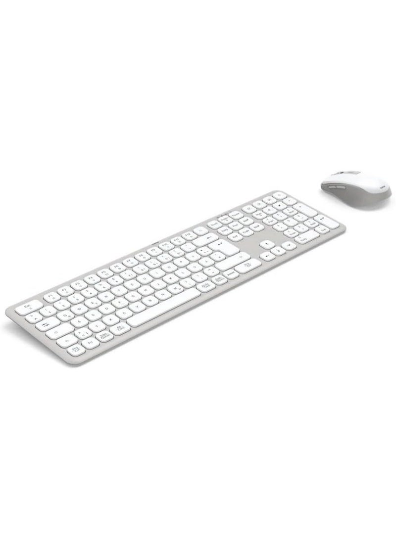 Hama | Wireless Keyboard Mouse Set WKM-550 (Multi-Device 2.4GHz via USB Receiver + 2x Bluetooth for PC, Laptop, Tablet, 10 m Range, German Layout, Quiet, Battery Operated) White - Image 2