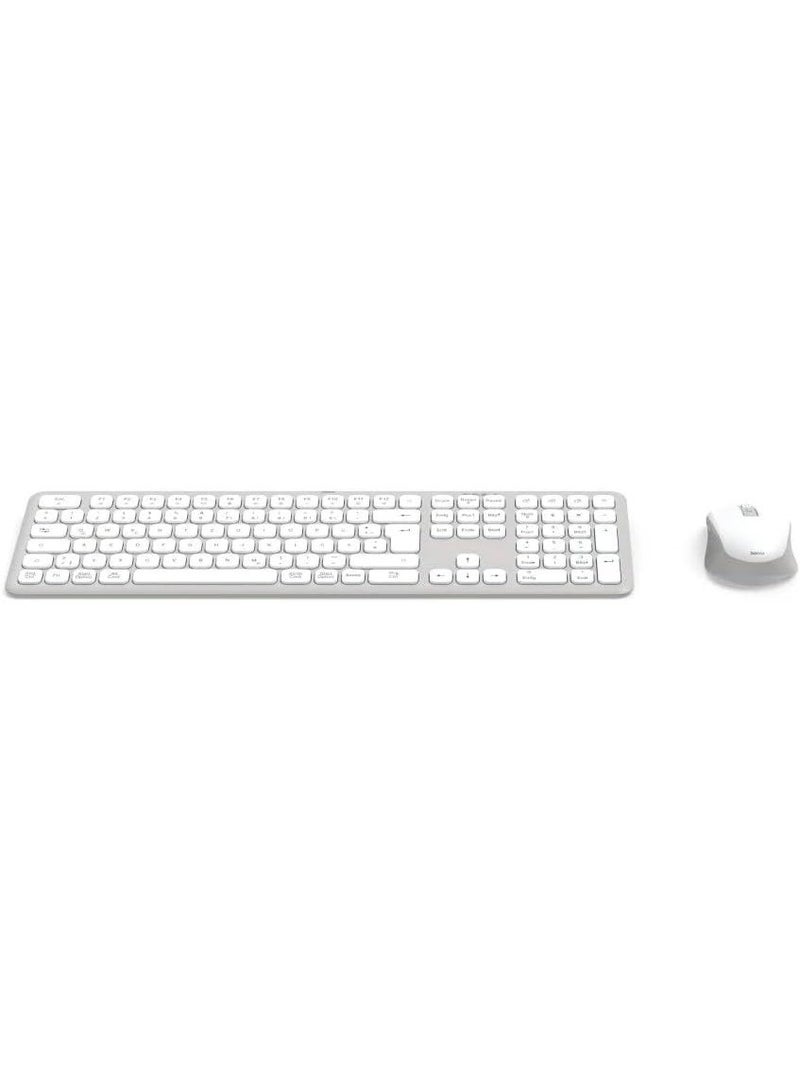 Hama | Wireless Keyboard Mouse Set WKM-550 (Multi-Device 2.4GHz via USB Receiver + 2x Bluetooth for PC, Laptop, Tablet, 10 m Range, German Layout, Quiet, Battery Operated) White - Image 3