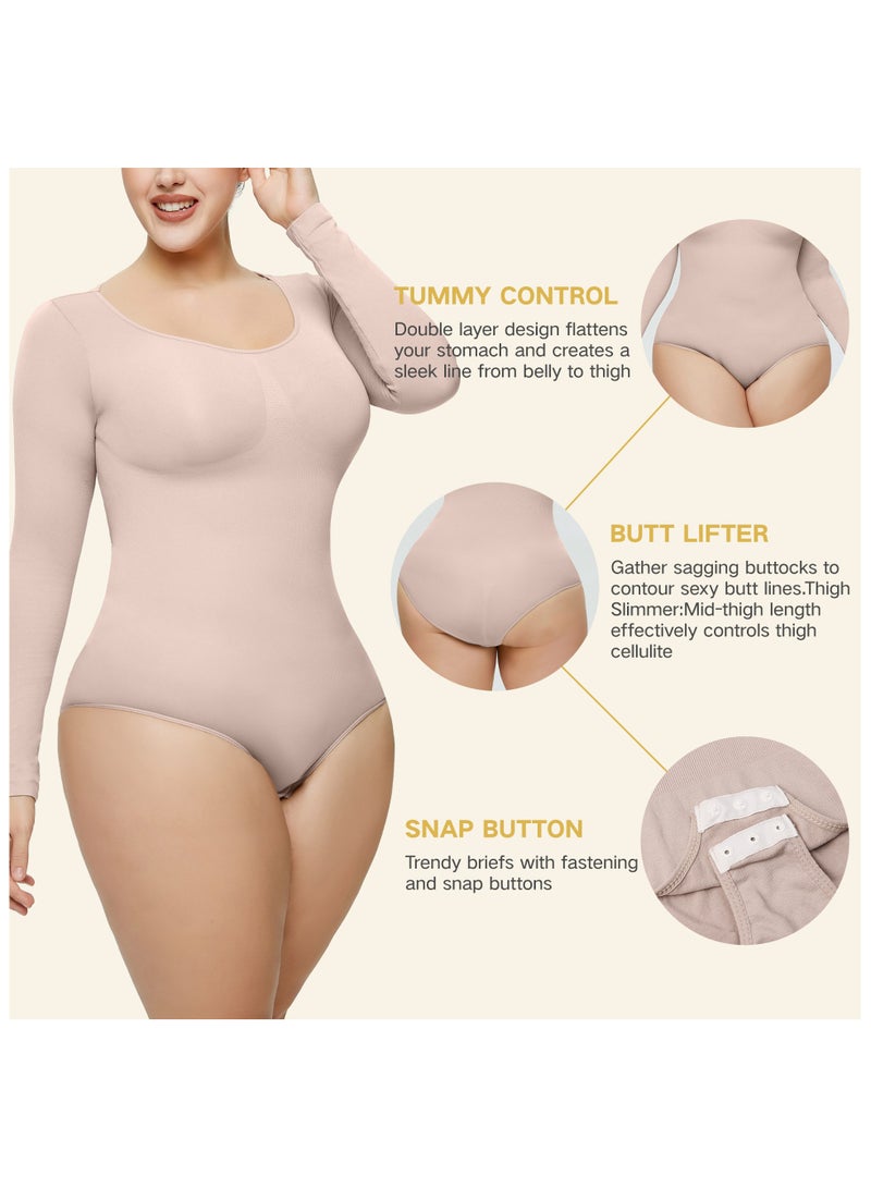 RedMapleTEK 2-PACK Postpartum Long-sleeved Seamless Bodycon Underwear Bottoming Shirt - Image 4