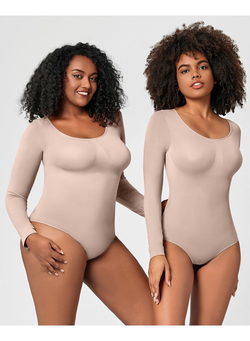 RedMapleTEK 2-PACK Postpartum Long-sleeved Seamless Bodycon Underwear Bottoming Shirt - Image 5